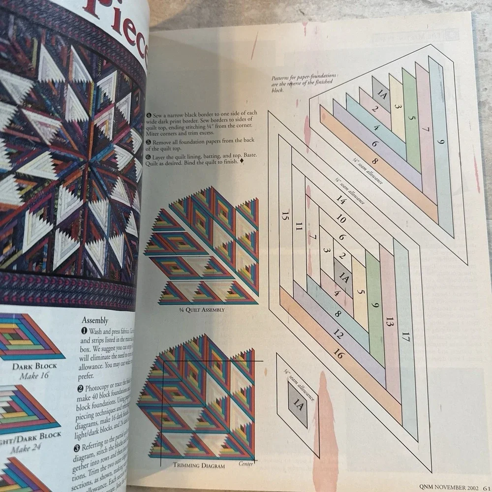 Vintage Quilter's‎ Newsletter Magazine Quilt Design Projects Nov 2002 Issue (H)